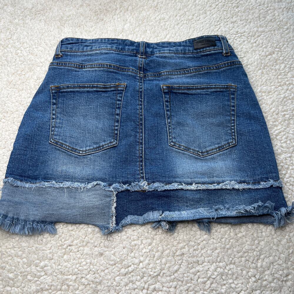 Sable Blue Patchwork Denim Skirt Medium - image 6